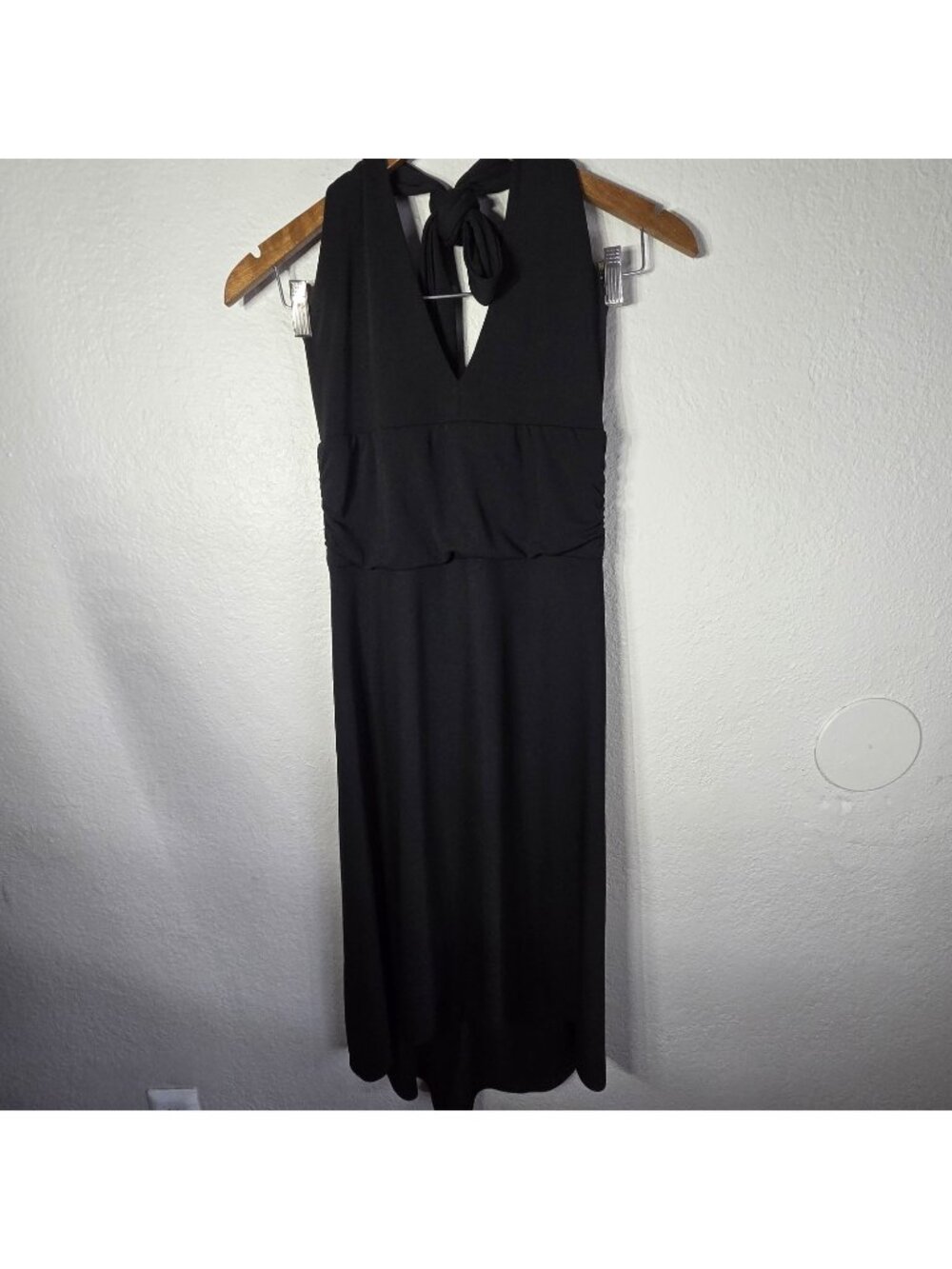 Banana Republic Black Halter Wrap Front Knee Length Dress Size 6 Asymmetric